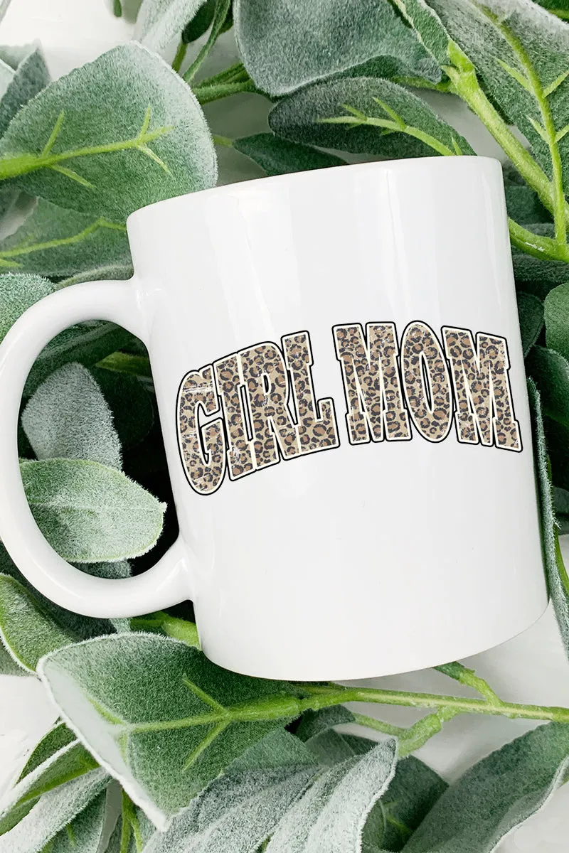 Arched Girl Mom Leopard White Mug