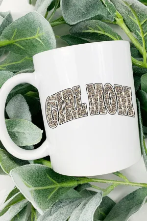 Arched Girl Mom Leopard White Mug