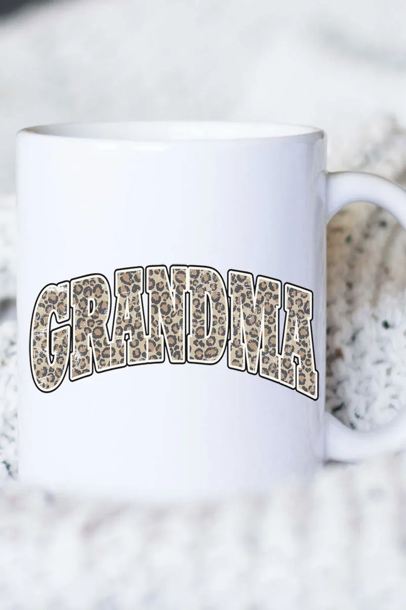 Arched Grandma Leopard White Mug