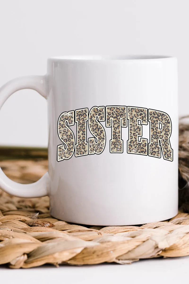 Arched Sister Leopard White Mug