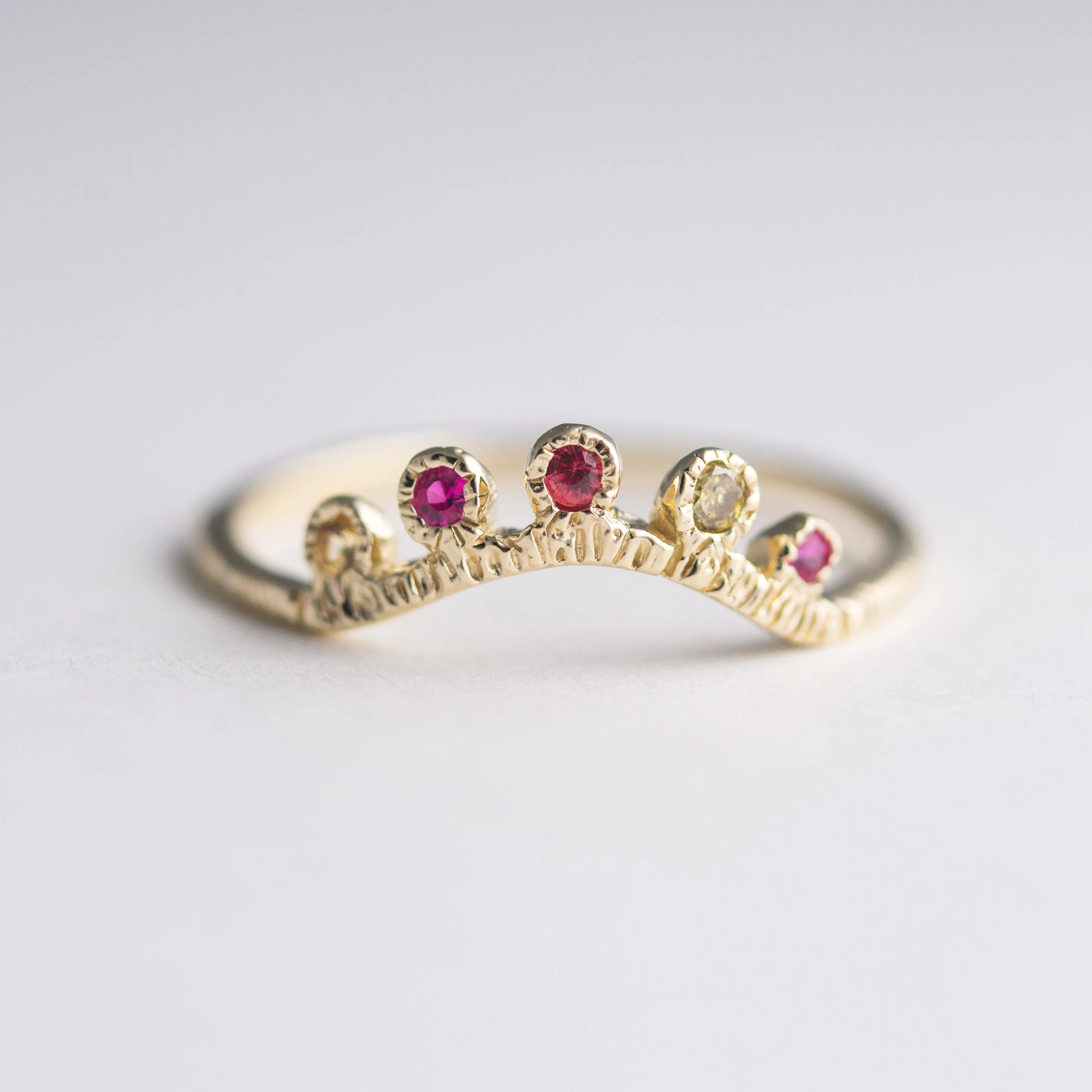 Arco Sapphire   Ruby Ring