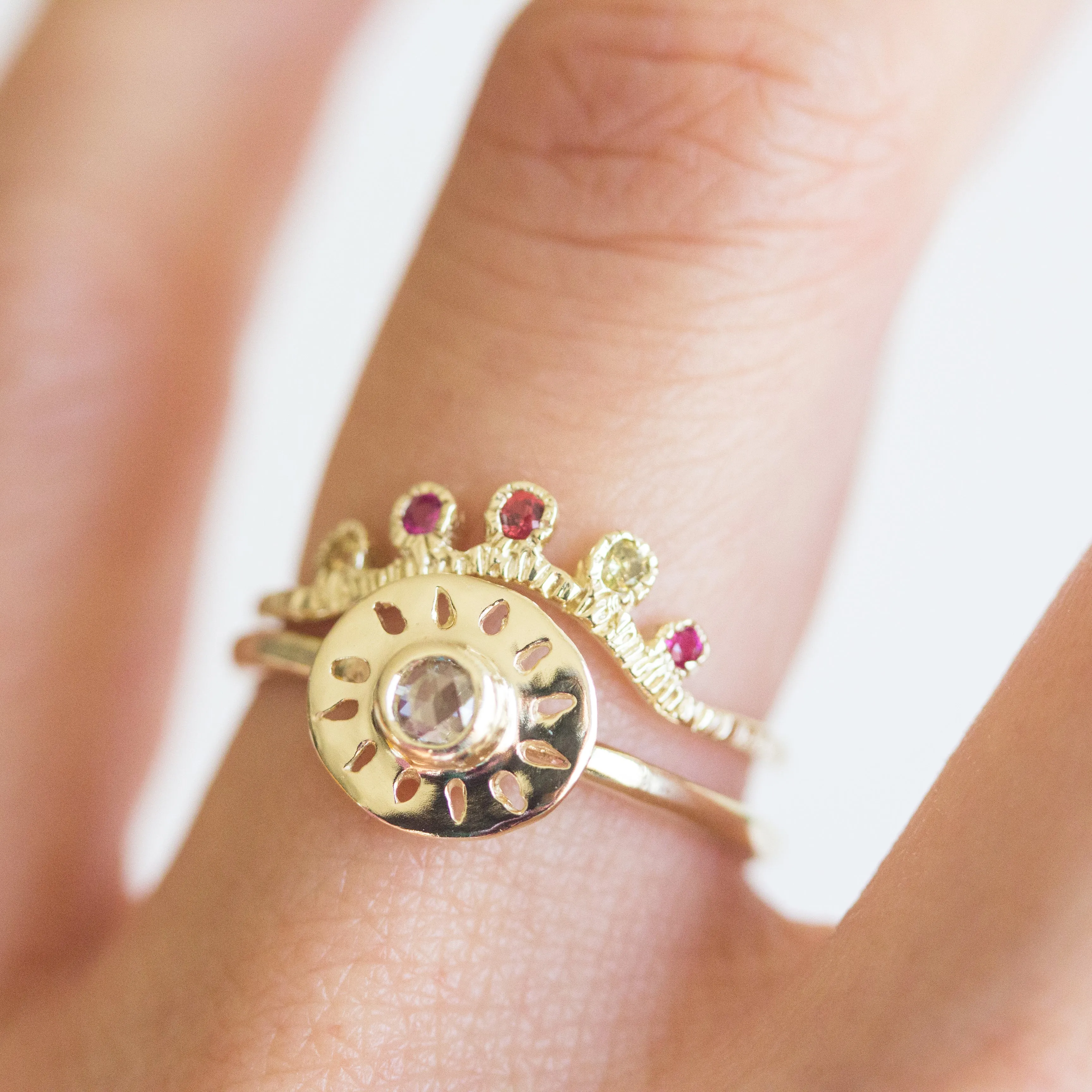 Arco Sapphire   Ruby Ring