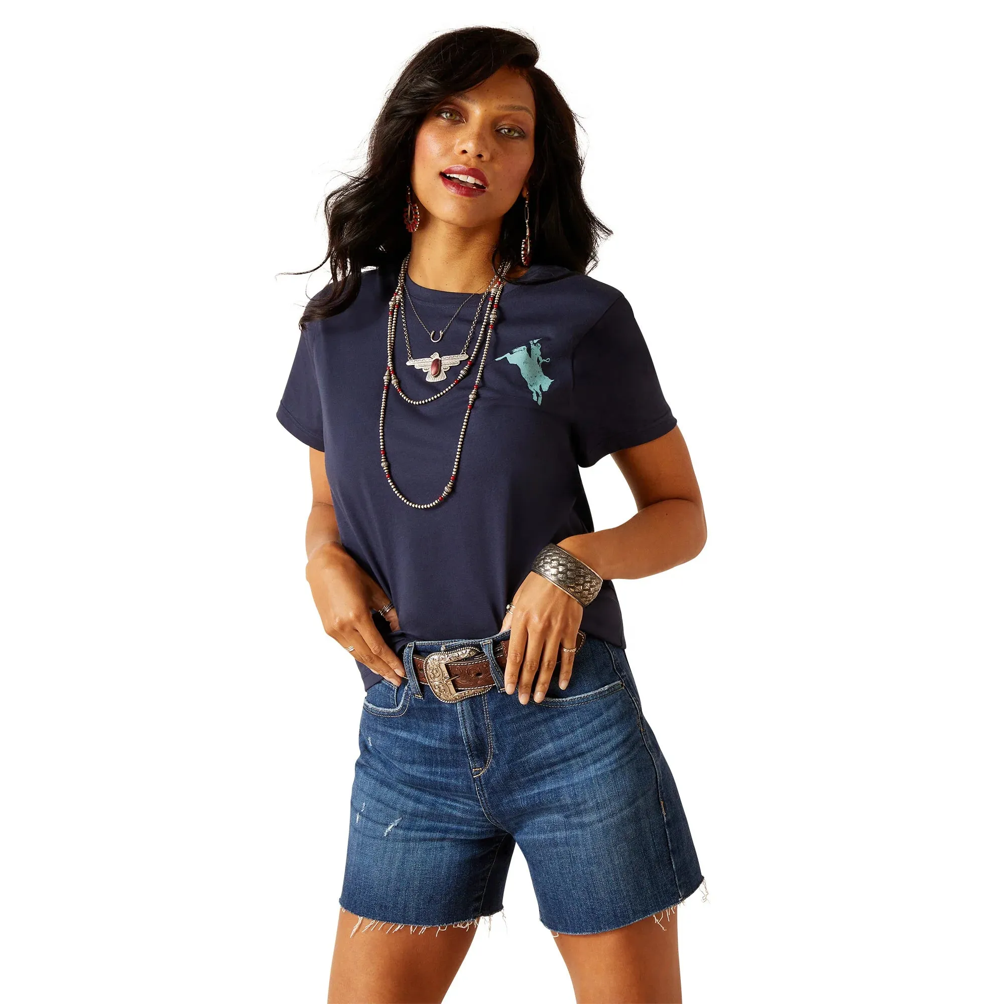 Ariat Ladies Bronco SS T-Shirt Navy