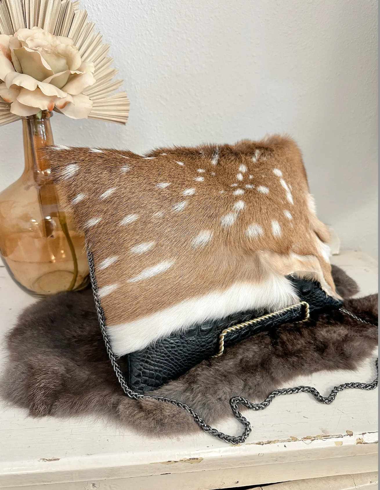 Axis with black croc Clutch/Crossbody