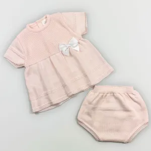Baby Girls 2 Piece Knitted Outfit - Pink