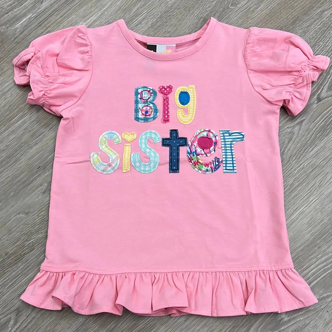 Banana Split BIG Sister Applique Shirt - Pink