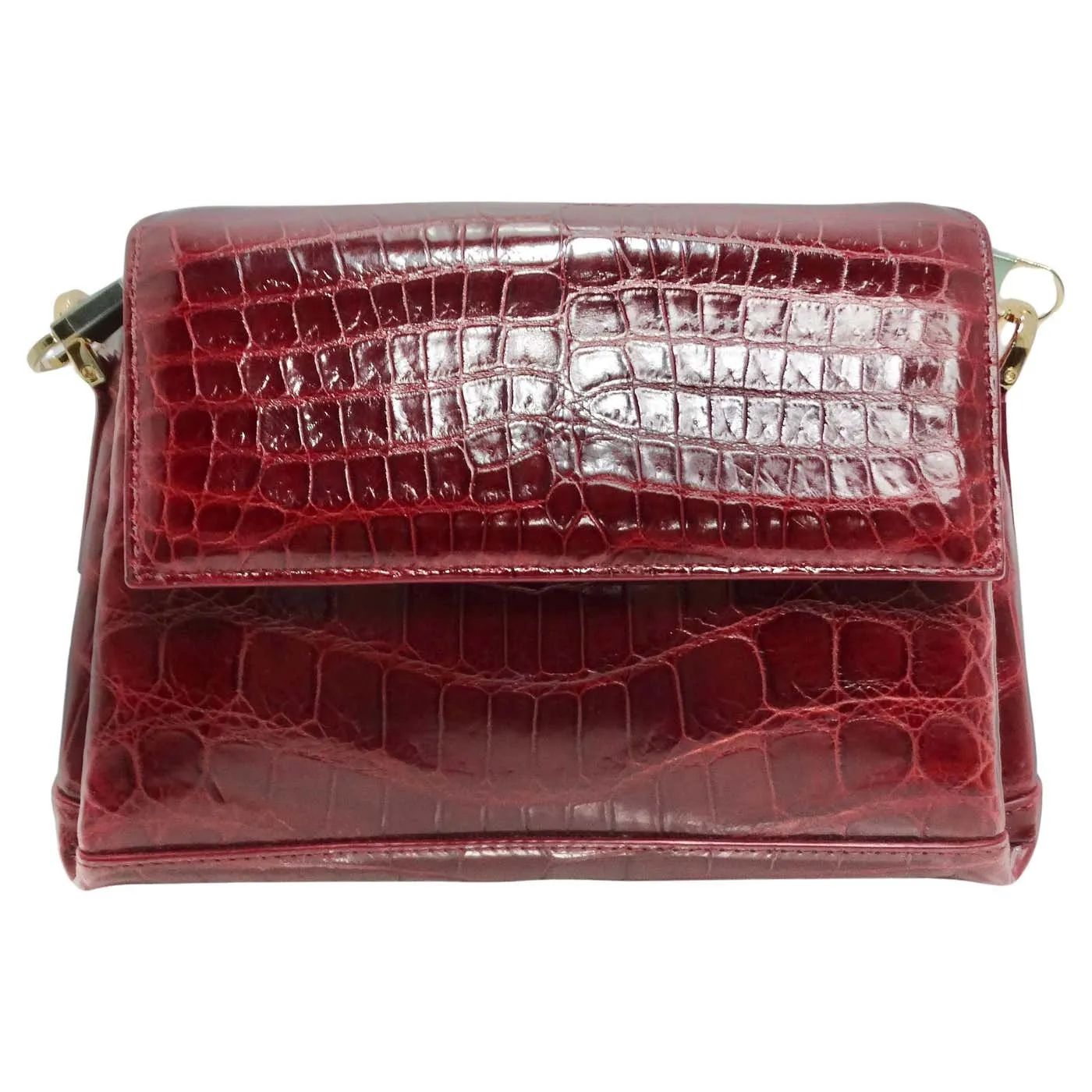 BC Luxury Red Crocodile Leather Structured Handbag