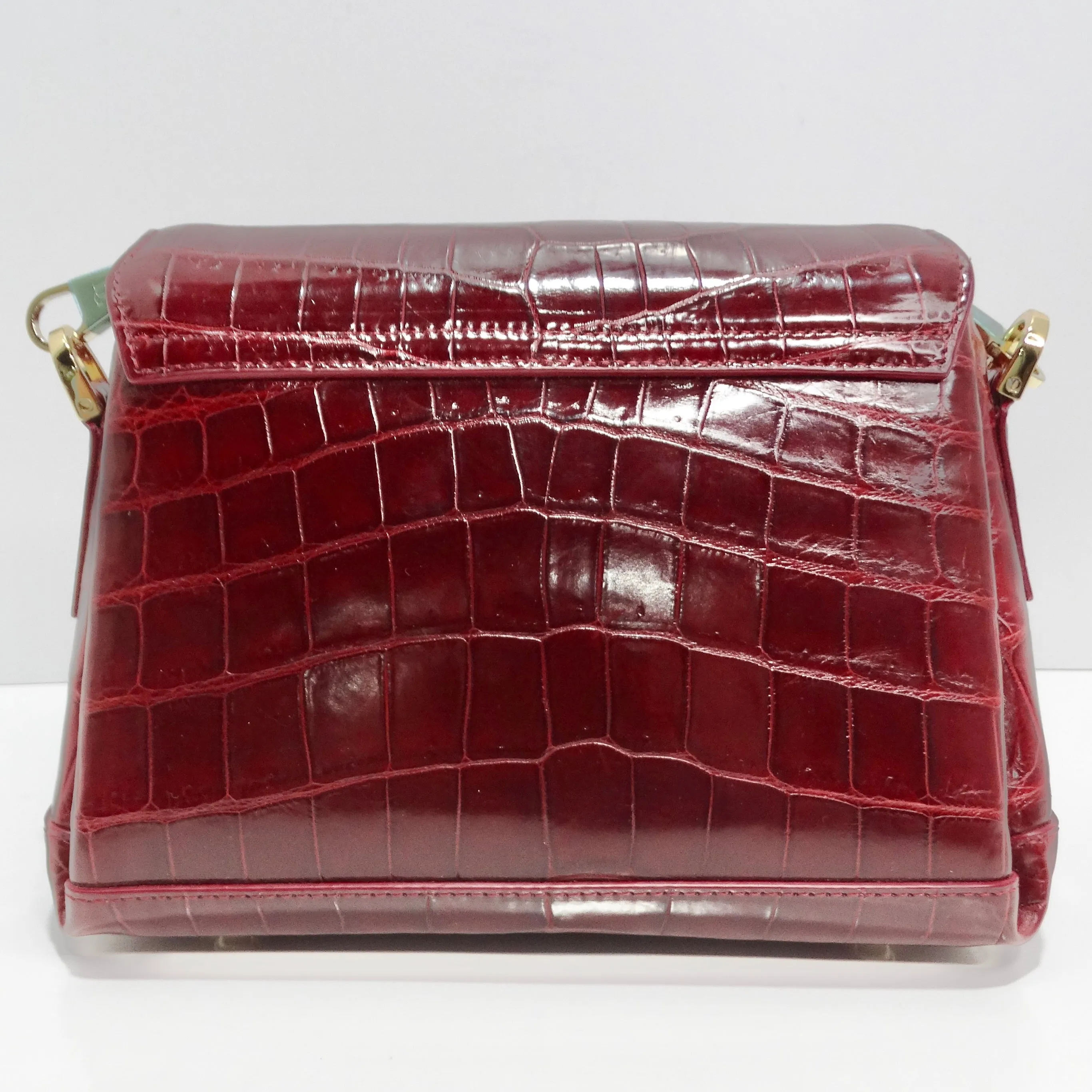 BC Luxury Red Crocodile Leather Structured Handbag