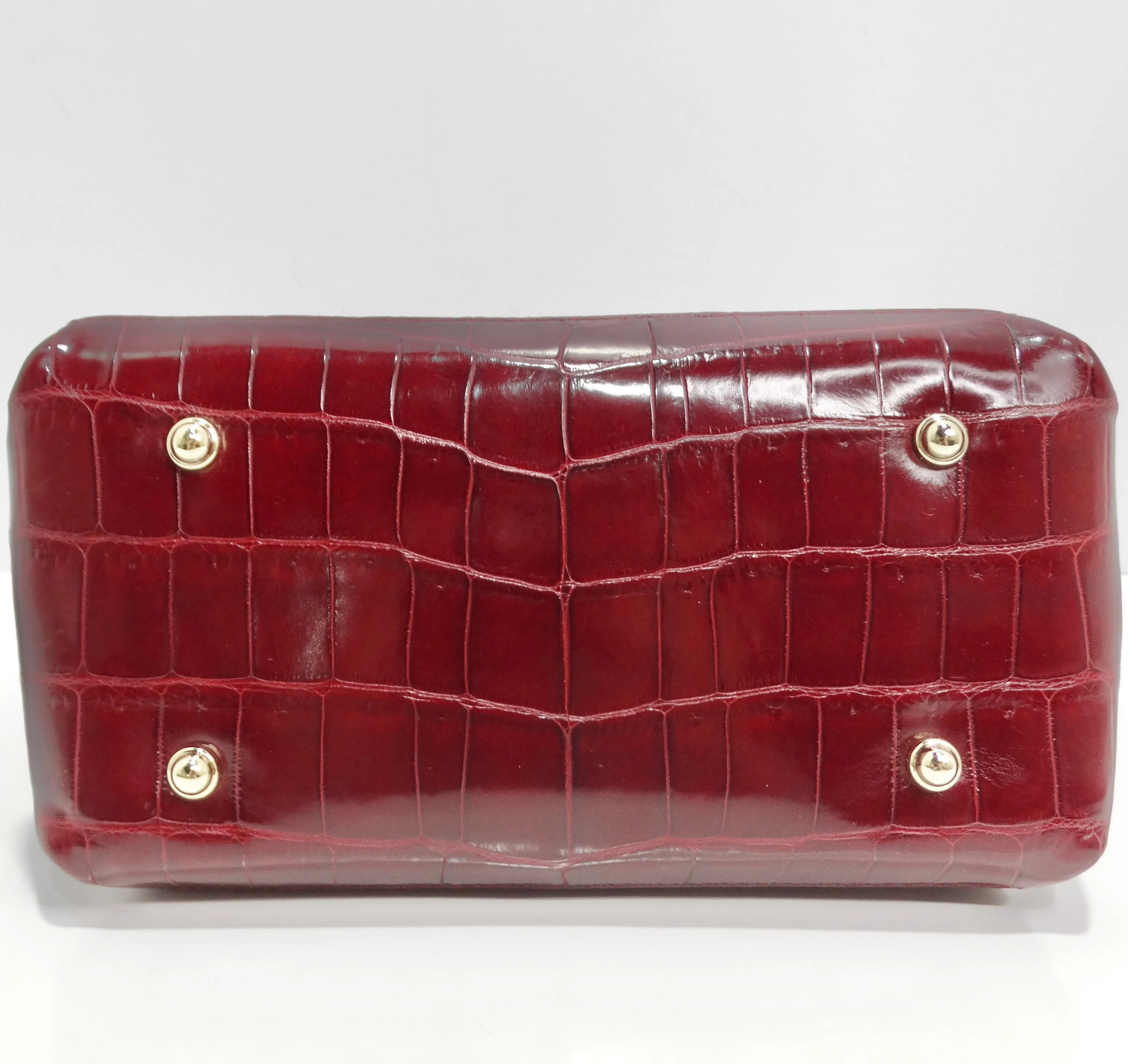 BC Luxury Red Crocodile Leather Structured Handbag