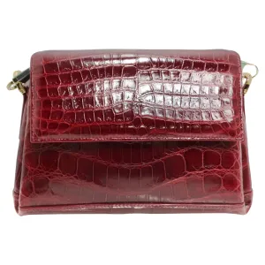 BC Luxury Red Crocodile Leather Structured Handbag