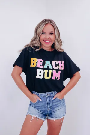 Beach Bum  Patch Graphic Tee - Black