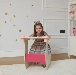 Bear desk with seat