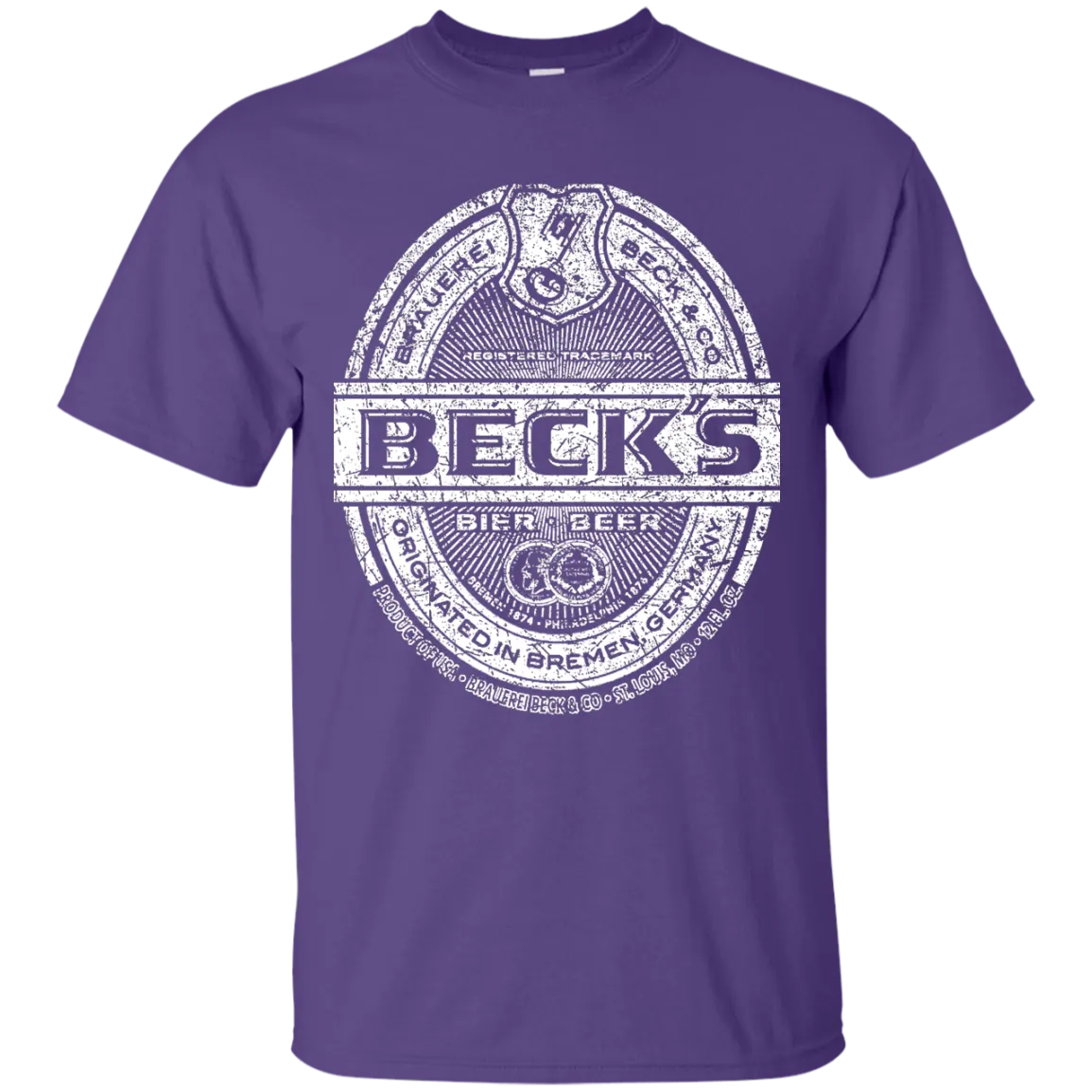 Becks Beer T-Shirt Custom Designed White Worn Label Pattern