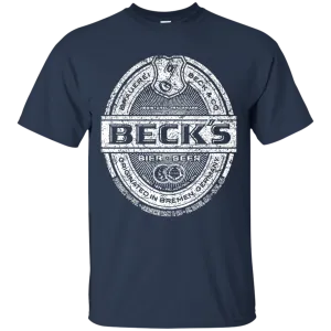 Becks Beer T-Shirt Custom Designed White Worn Label Pattern