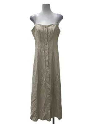 Beige Structured Square Neck Dress