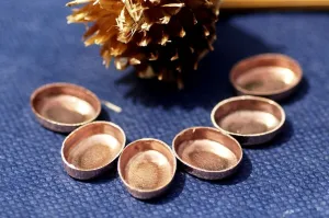 Bezel Cups Copper Ovals Blanks - 26g - 10mm x 8mm Outside Dimension, 2.9mm tall for Enameling - 6 pieces