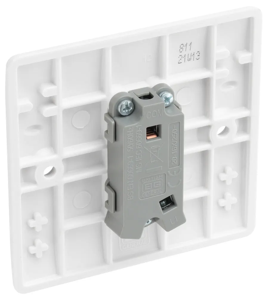 BG 811 White Round Edge One Way Single Light Switch 10A