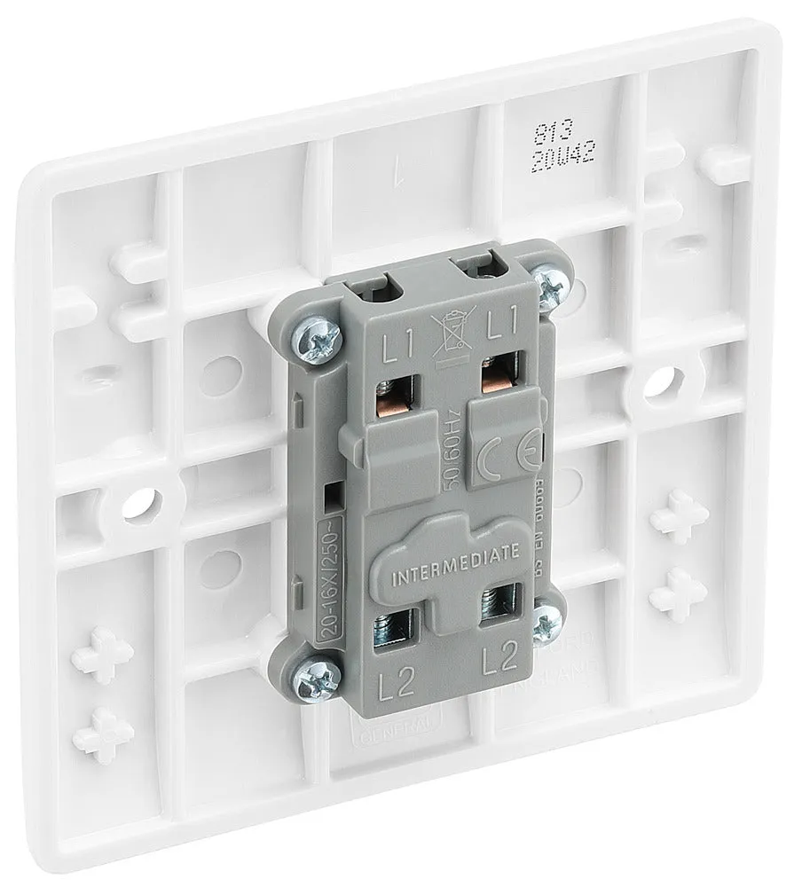 BG 813 White Round Edge Intermediate Light Switch 10A