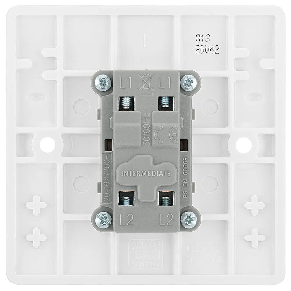 BG 813 White Round Edge Intermediate Light Switch 10A