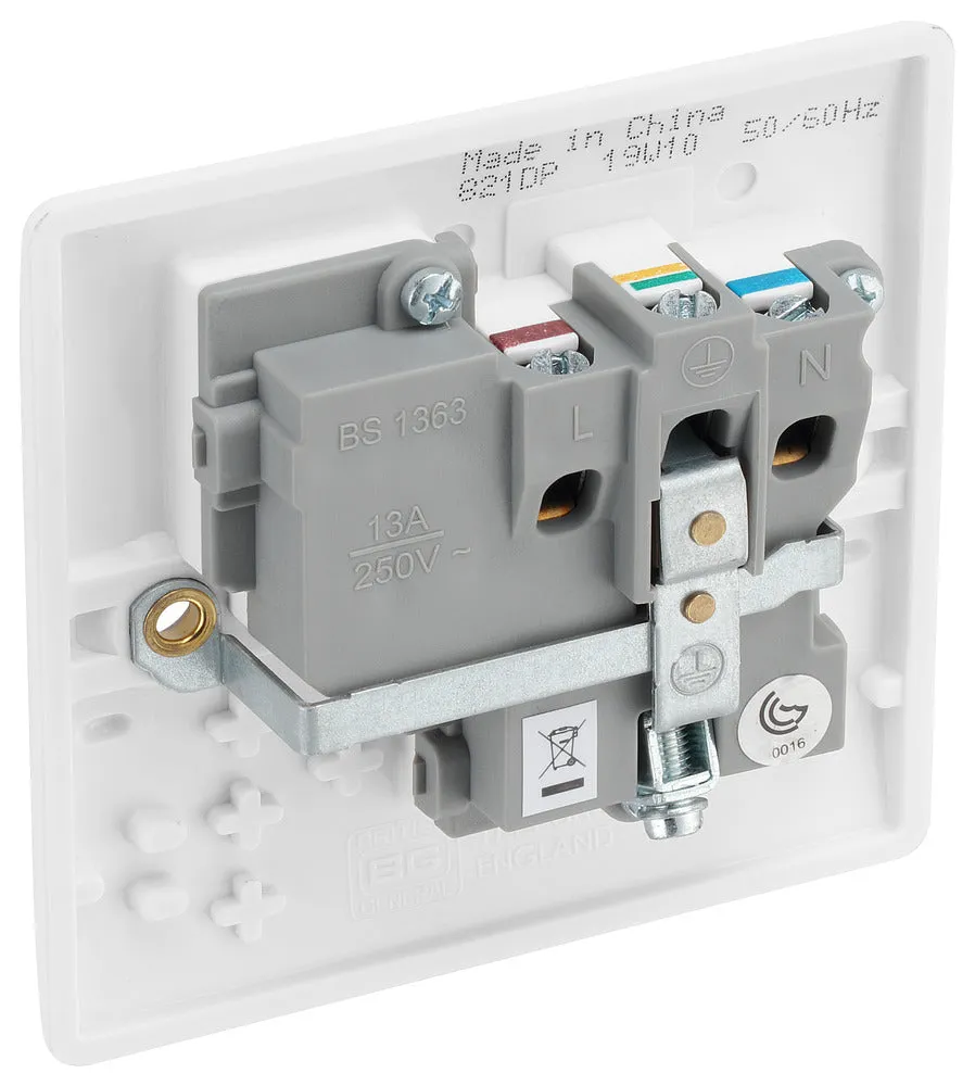BG 821DPx5 White Round Edge 13A DP Single Socket (5 Pack)