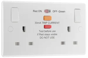 BG 822ARCD White Round Edge Type A RCD Protection Double Switch 13A