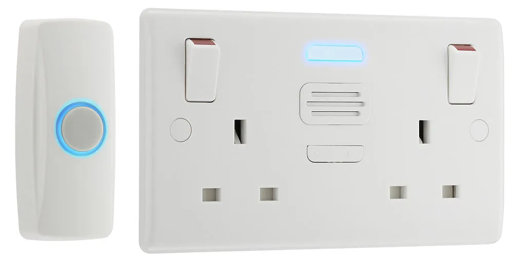 BG 822BELL White Round Edge 13A 2G Switched with Door Chime