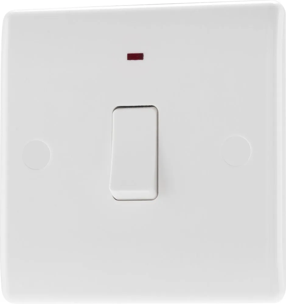 BG 831 White Round Edge 20A DP Switch   Neon