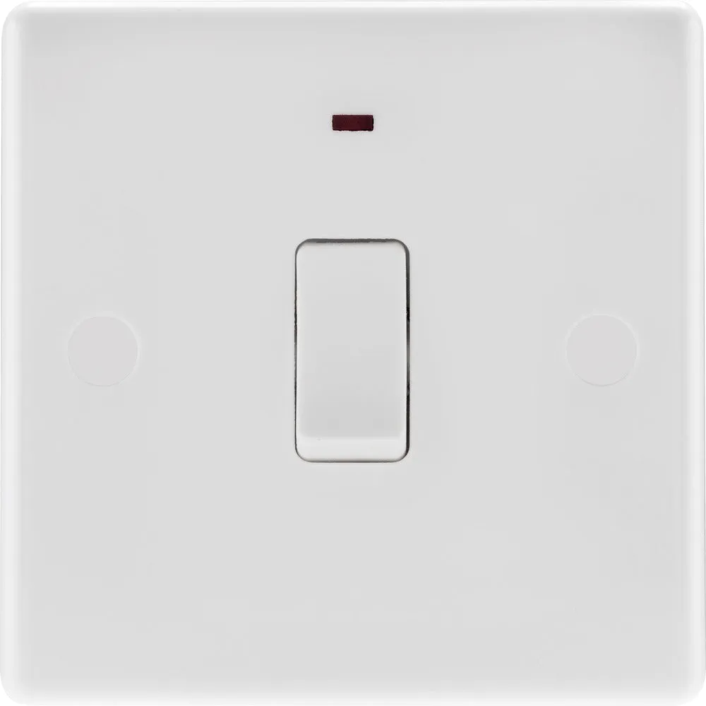BG 831 White Round Edge 20A DP Switch   Neon