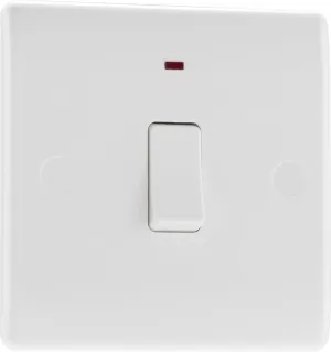 BG 831 White Round Edge 20A DP Switch   Neon