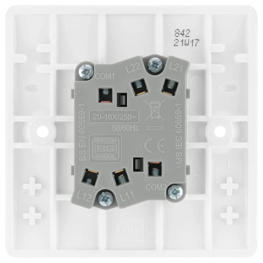 BG 842x5 White Round Edge Double Light Switch 10A (5 Pack)