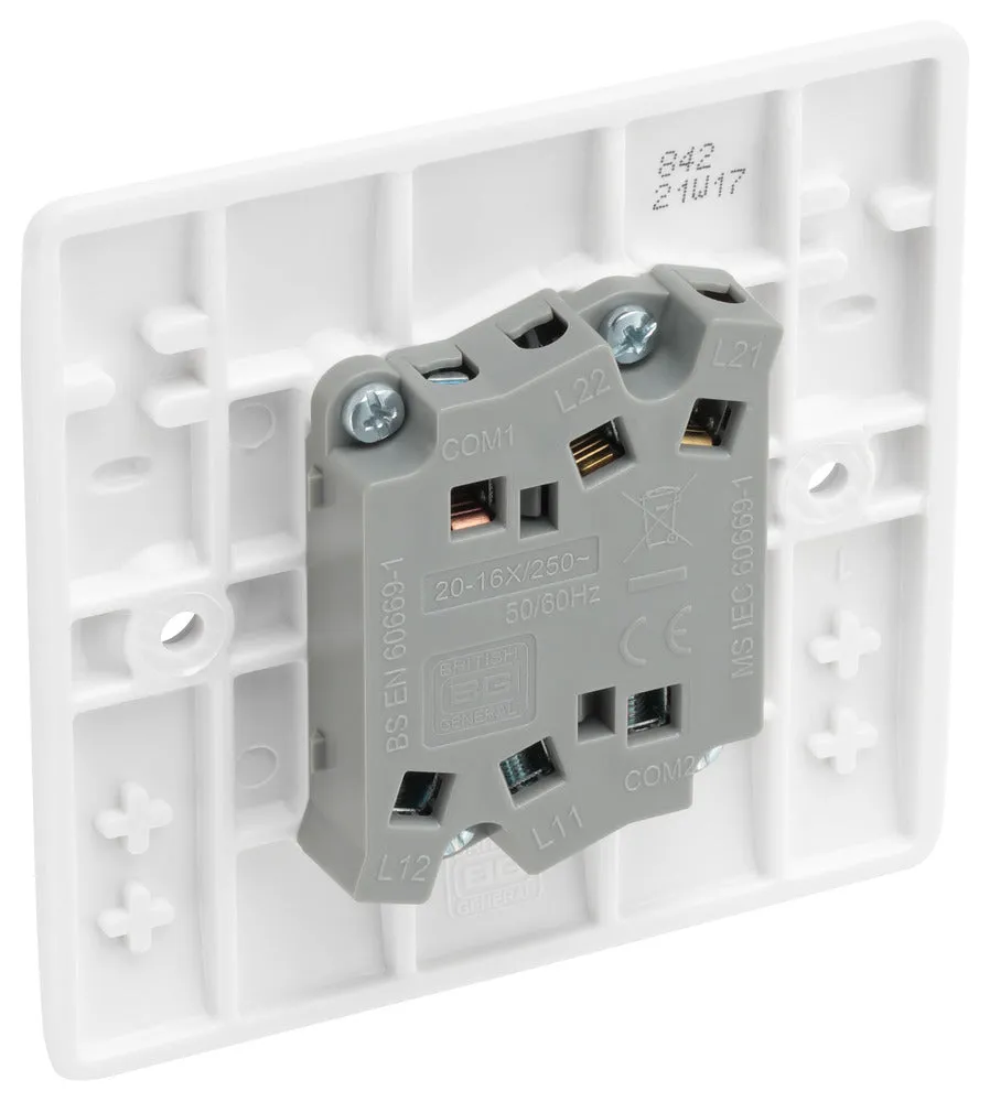 BG 842x5 White Round Edge Double Light Switch 10A (5 Pack)