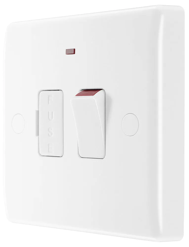 BG 853 White Round Edge Switched Spur   Neon   Cable Outlet