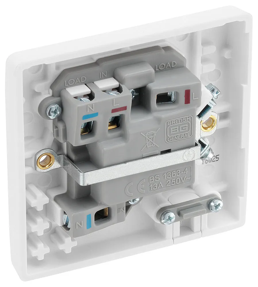 BG 853 White Round Edge Switched Spur   Neon   Cable Outlet