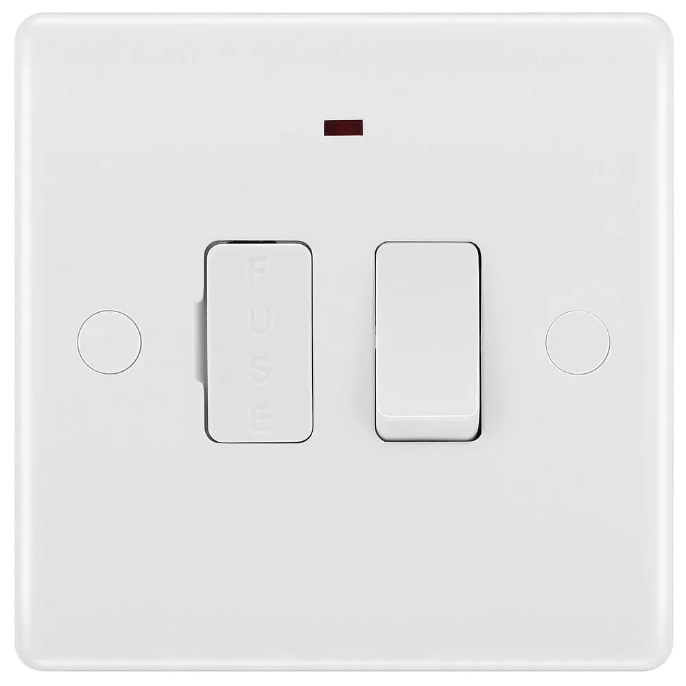 BG 853 White Round Edge Switched Spur   Neon   Cable Outlet
