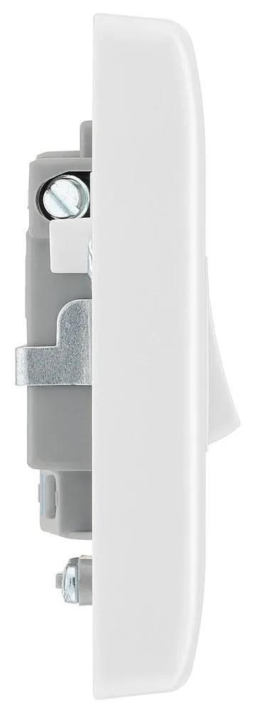 BG 853 White Round Edge Switched Spur   Neon   Cable Outlet