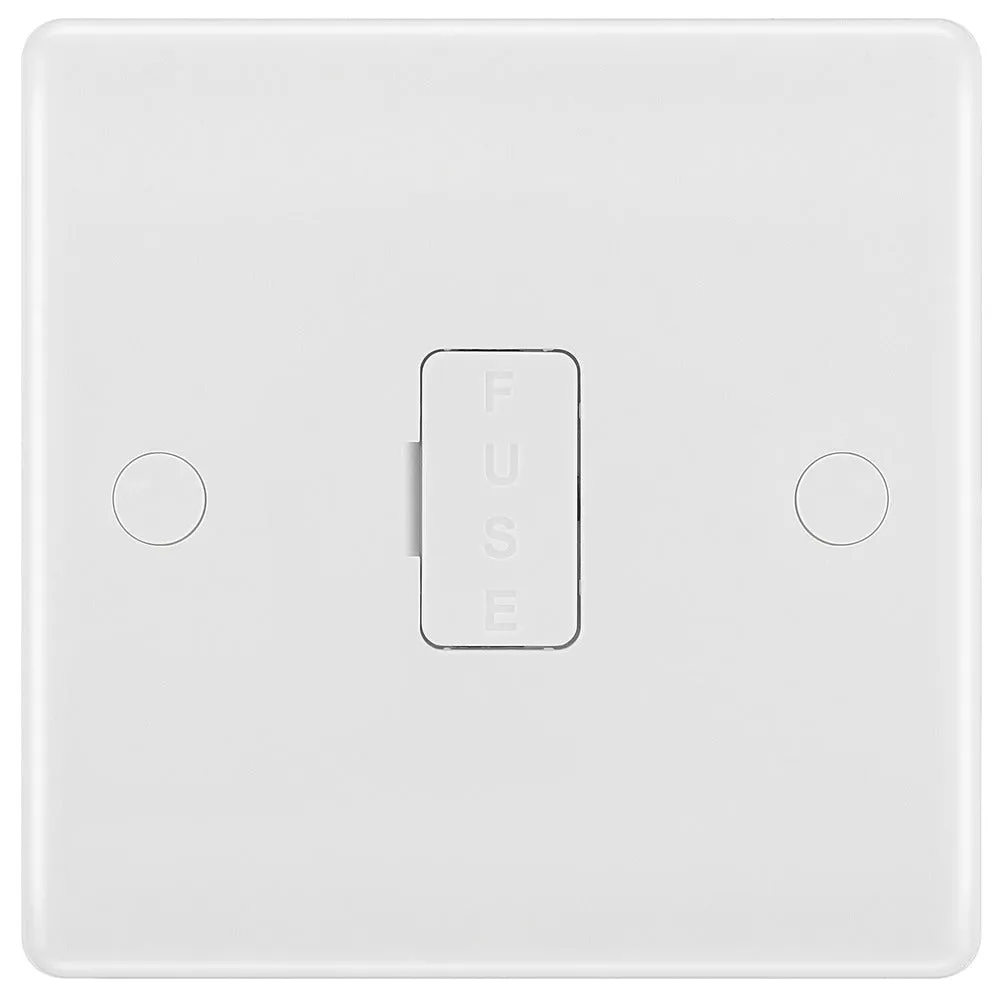 BG 855 White Round Edge Unswitched Spur   Cable Outlet