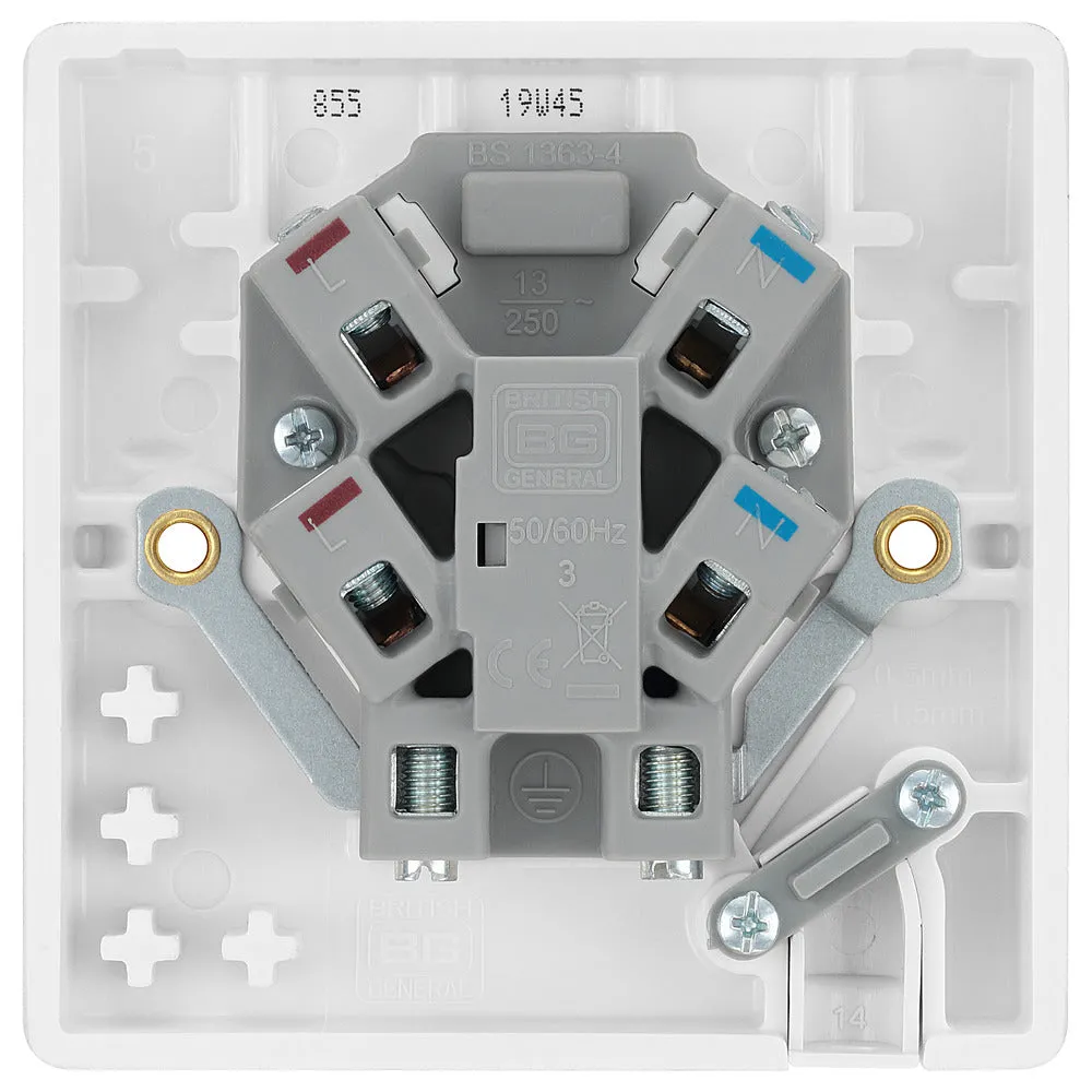 BG 855 White Round Edge Unswitched Spur   Cable Outlet