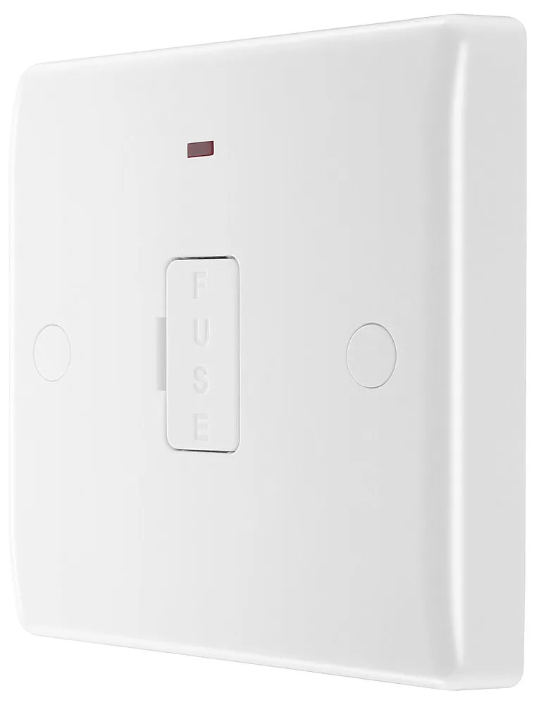 BG 857 White Round Edge Unswitched Spur   Neon   Cable Outlet