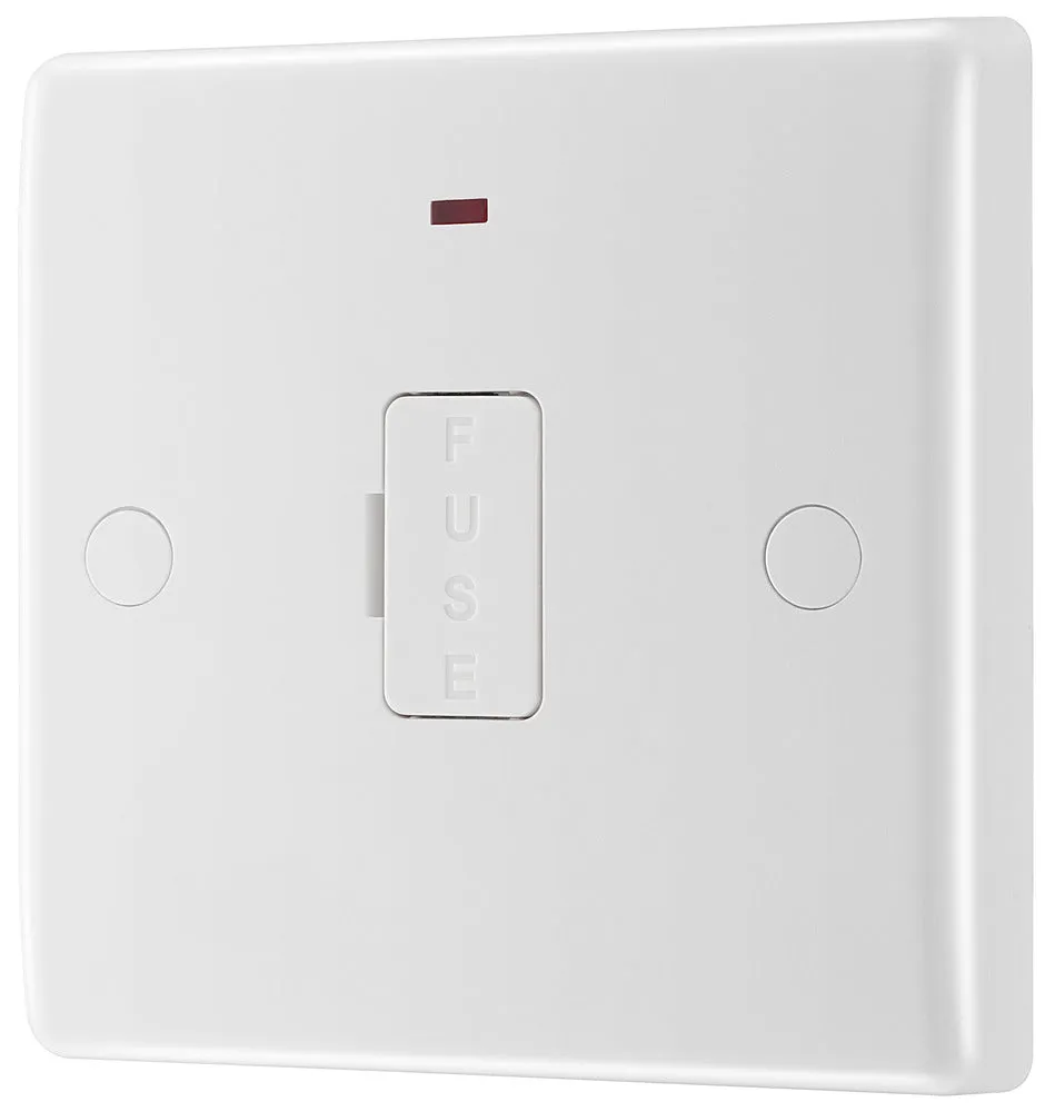 BG 857 White Round Edge Unswitched Spur   Neon   Cable Outlet