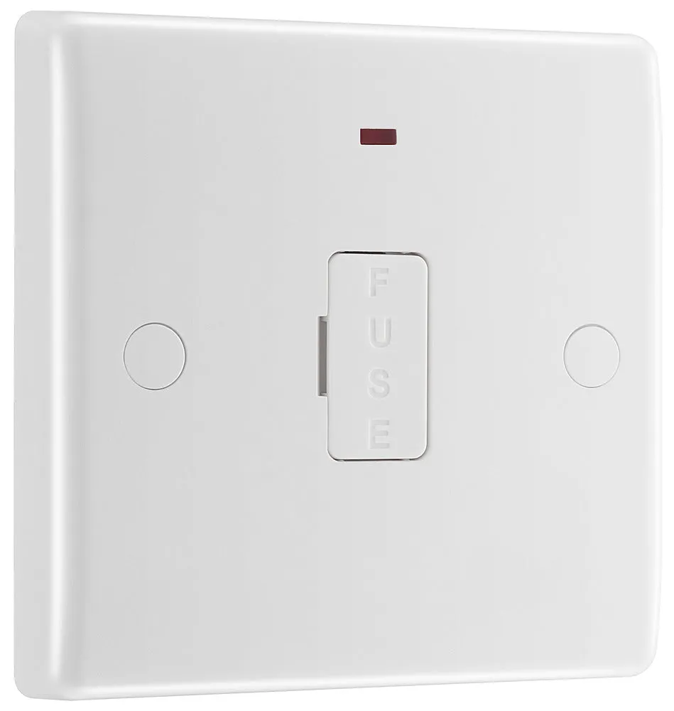 BG 857 White Round Edge Unswitched Spur   Neon   Cable Outlet