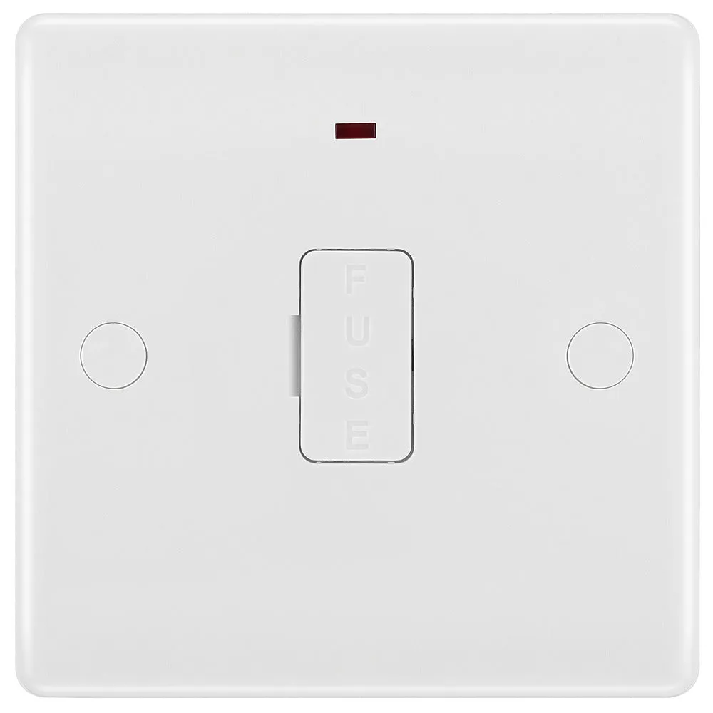 BG 857 White Round Edge Unswitched Spur   Neon   Cable Outlet