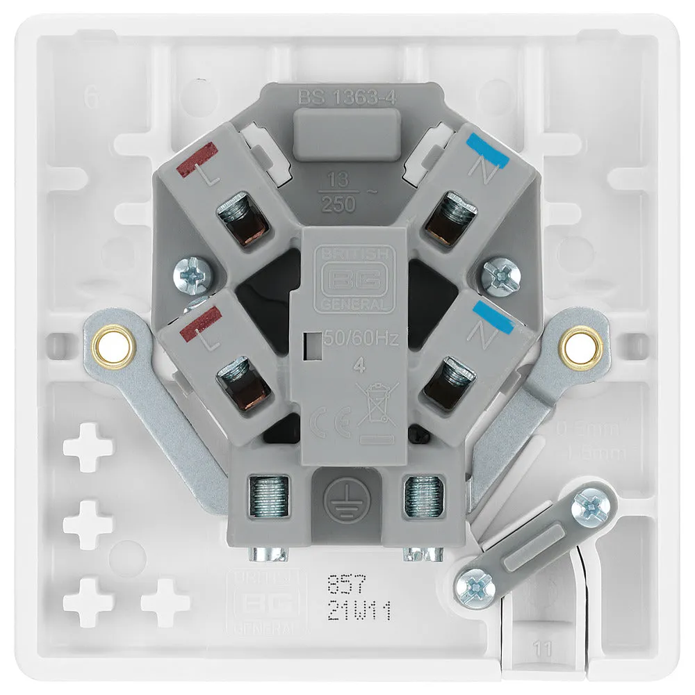 BG 857 White Round Edge Unswitched Spur   Neon   Cable Outlet