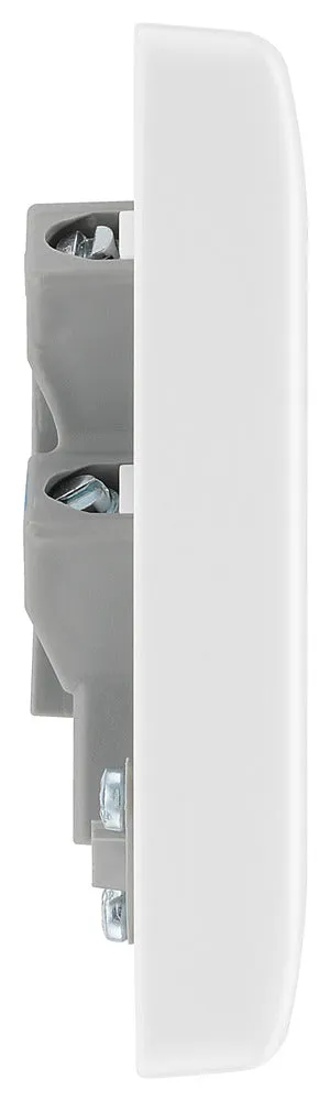 BG 857 White Round Edge Unswitched Spur   Neon   Cable Outlet