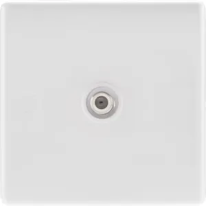 BG 864 White Round Edge 1 Gang Satellite Socket