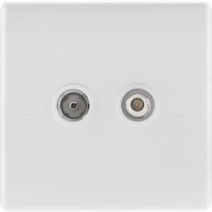 BG 865 White Round Edge 2 Gang Satellite & Co-axial Socket