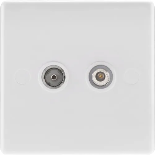 BG 865 White Round Edge 2 Gang Satellite & Co-axial Socket