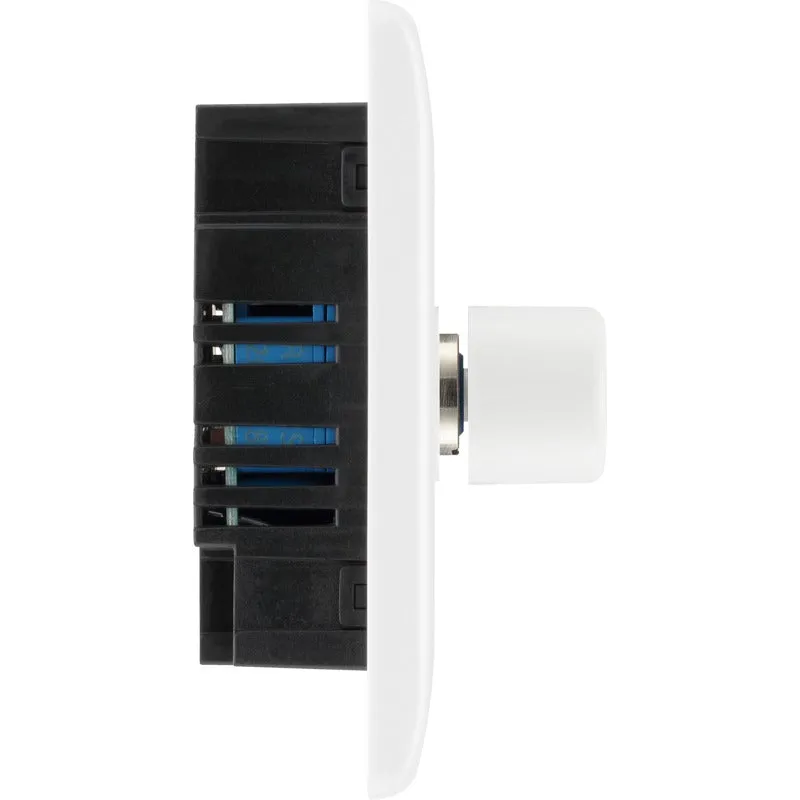 BG 882 White Round Edge 2-Way Double Trailing Edge Dimmer Push On/Off