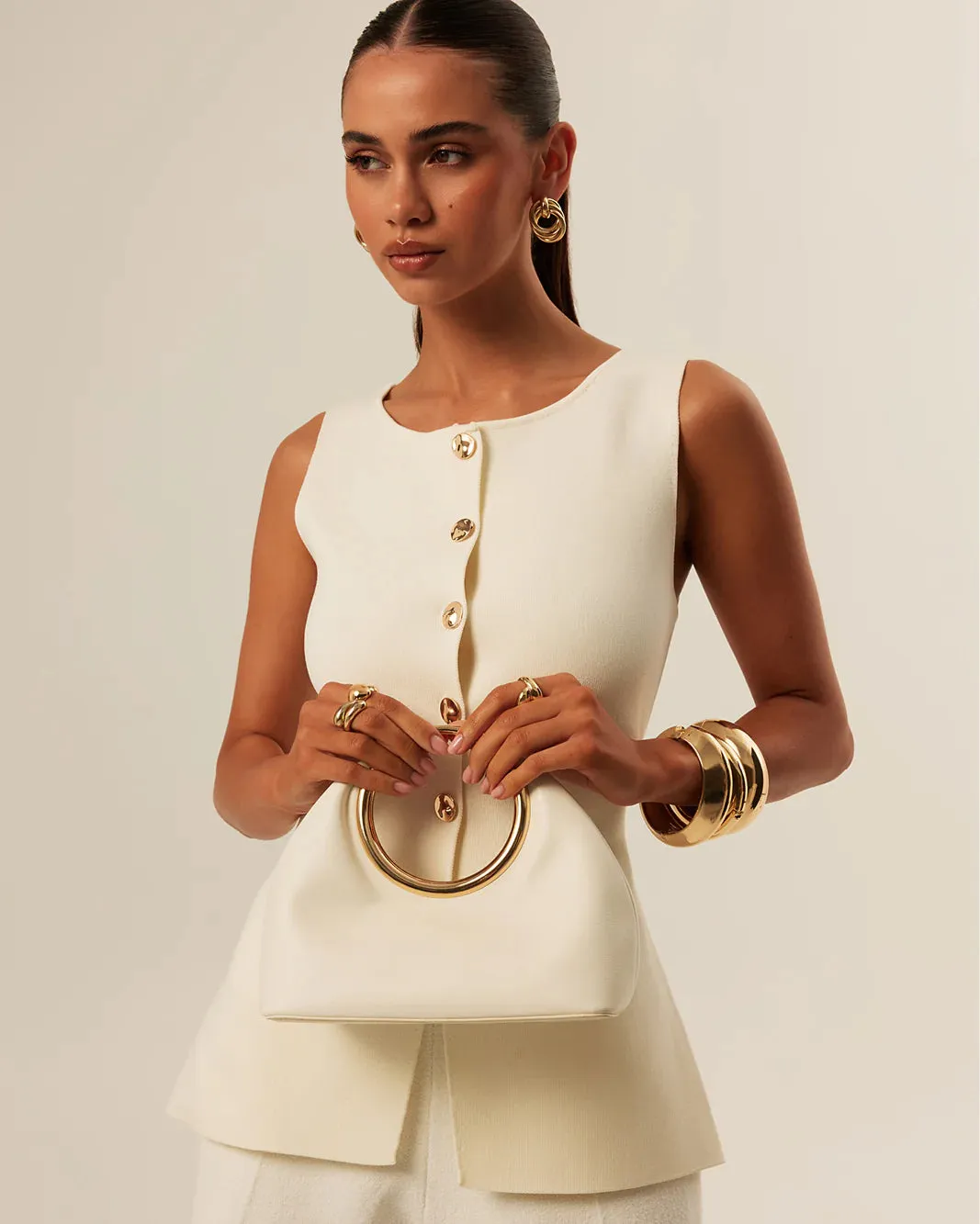 'BILLINI' MONROE HANDLE BAG - BONE
