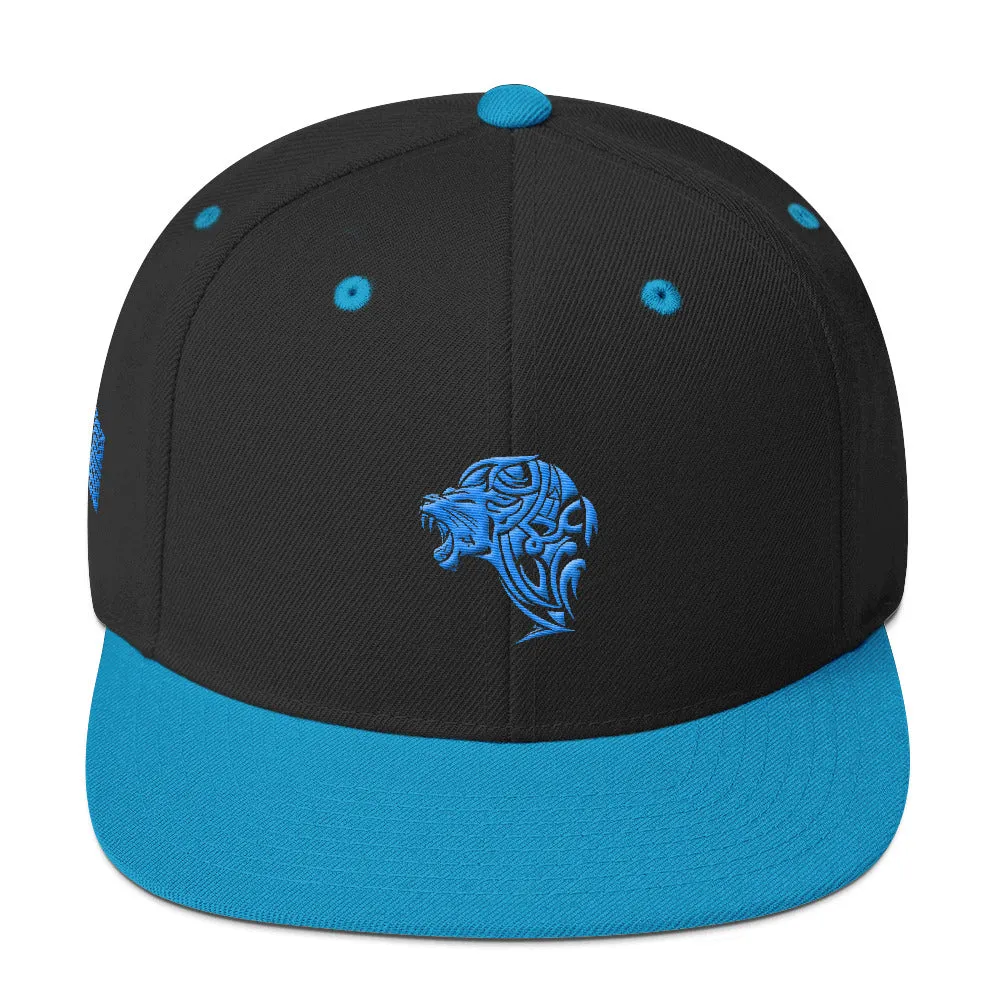 Black Aqua Snapback Lion Hat