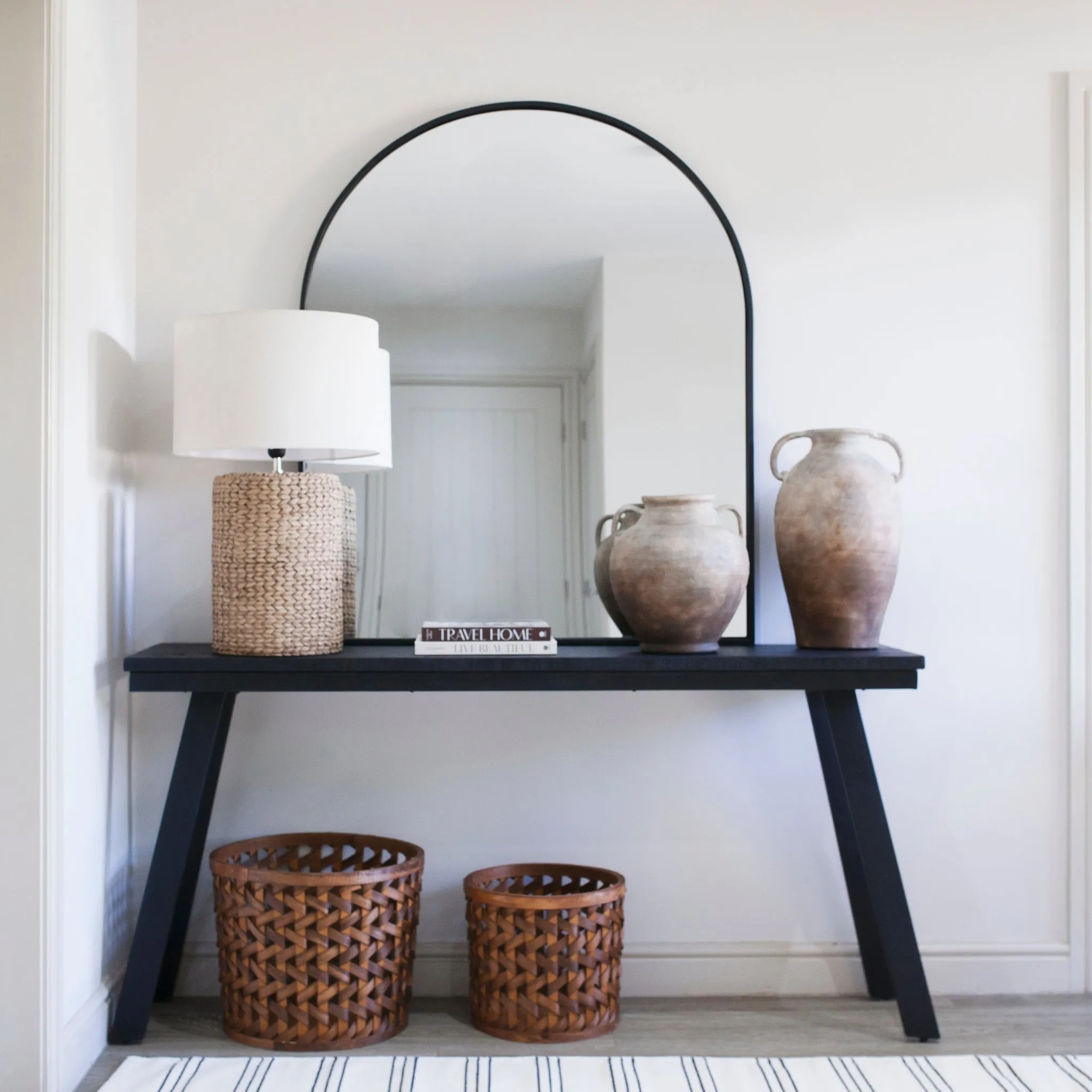 Black Arched Metal Mirror